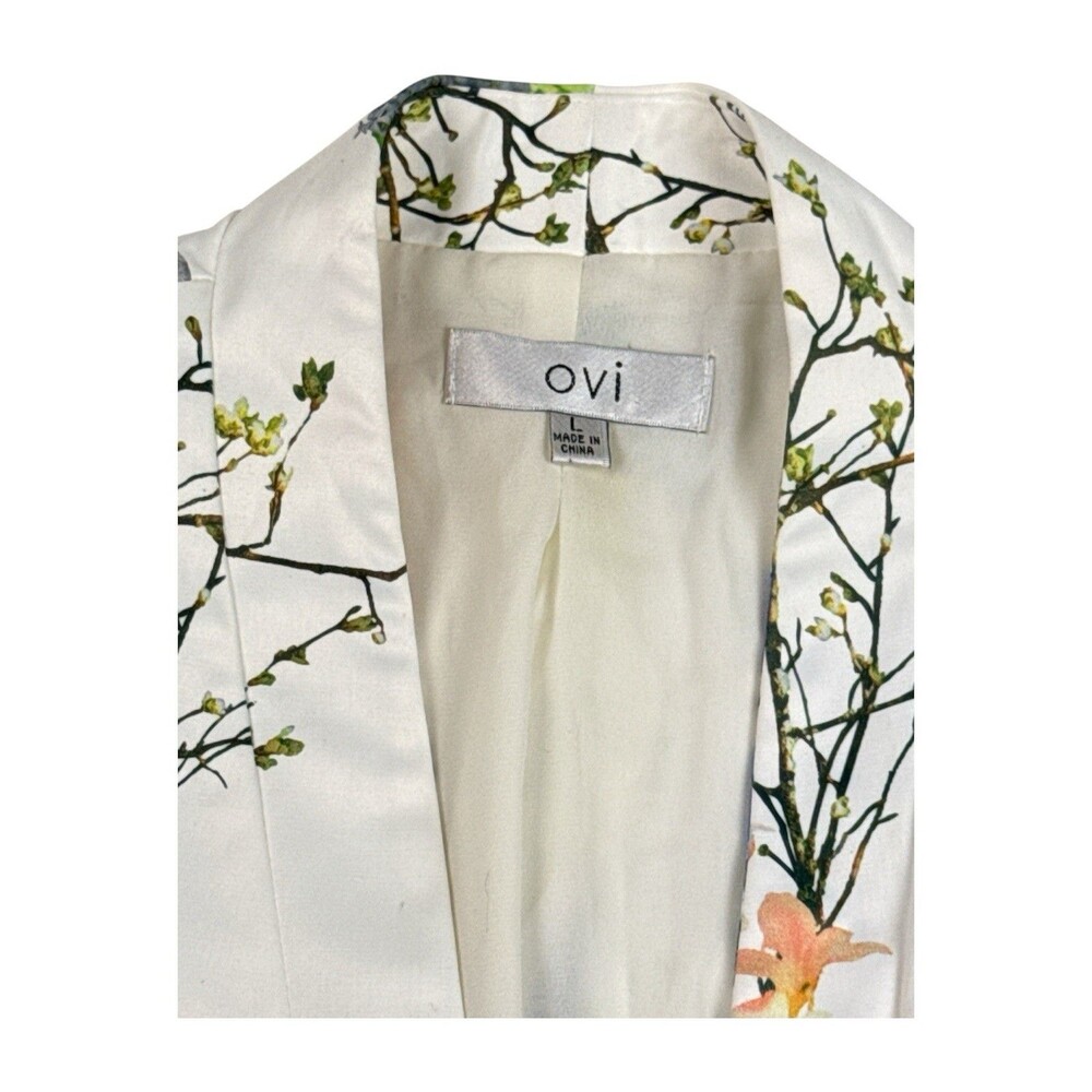 OVI Floral Blazer Skirt Suit Set Women’s Medium White Multicolor Cotton Stretch - Picture 5 of 14